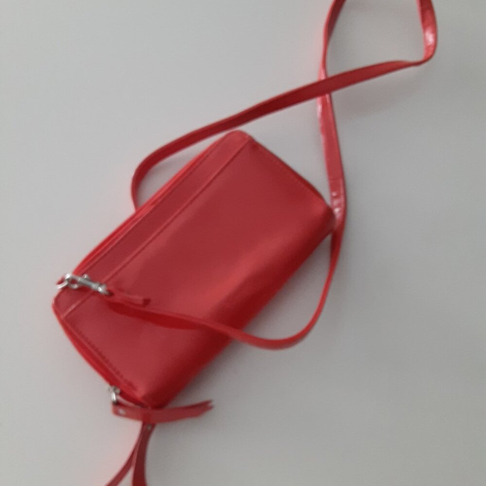 tangerine patent crossbody mini bag
